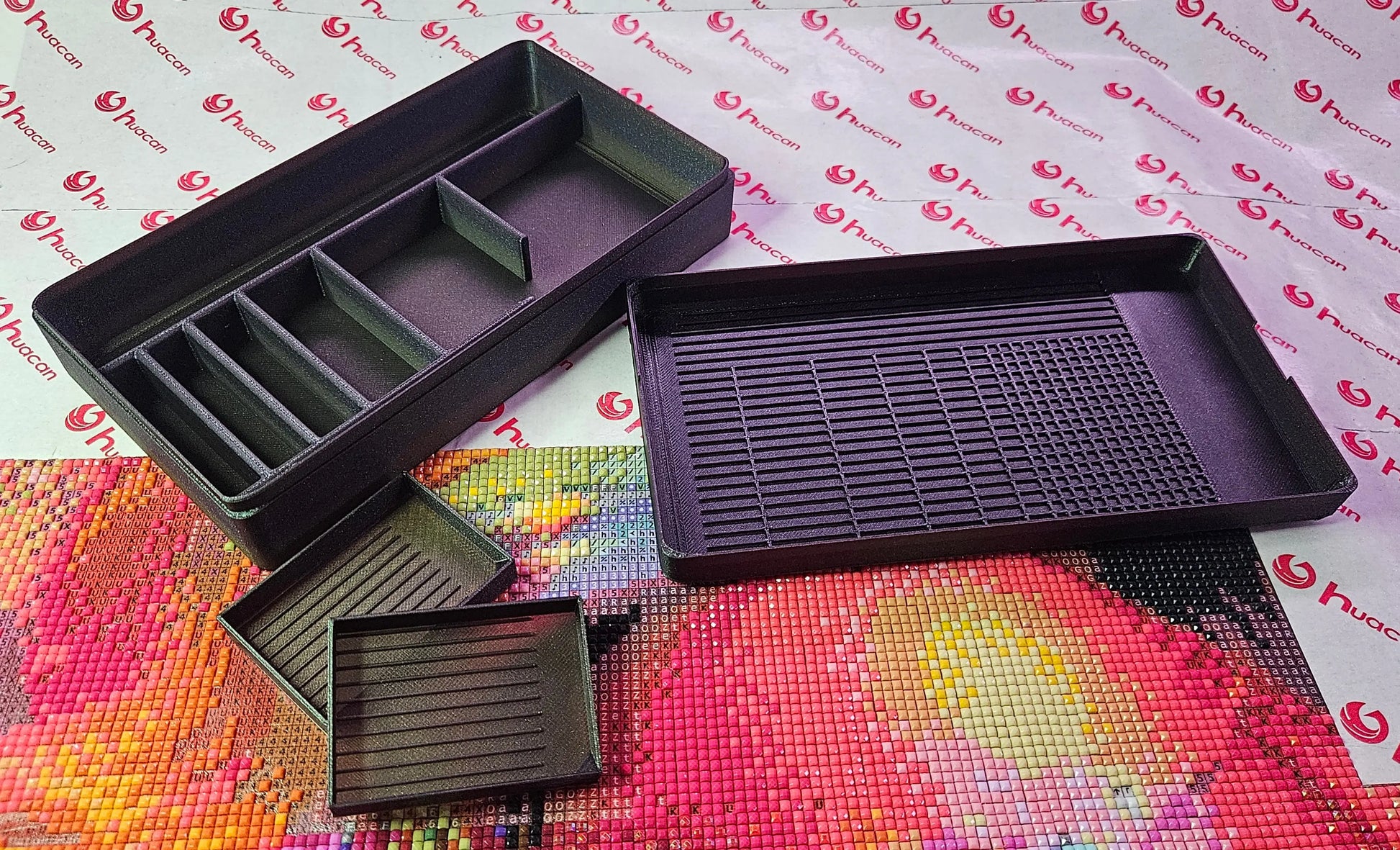 Diamond Painting Travel Box, Rhinestone Art Tool Organizer with Tray Lid, 3D Printed Craft Case Cosmic Crafts
