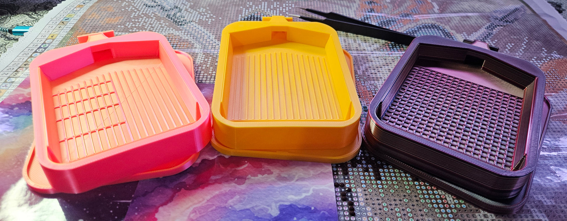 SOL Washi Deluxe Diamond Painting Tray, Large Rhinestone Art Tray with Snap-On Lid Cosmic Crafts