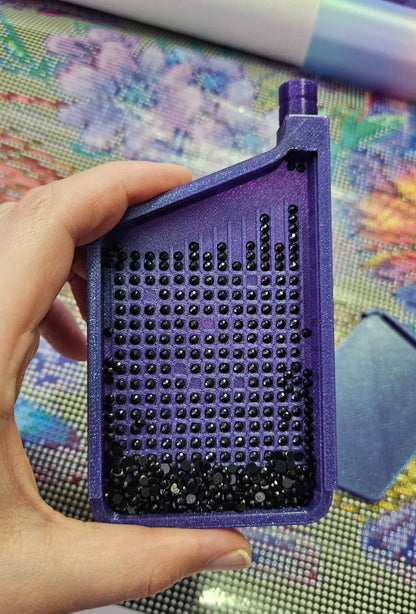 3D Printed Single Placer Diamond Art Tray, Stylish Diamond Painting Tool, Sliding Lid and Spout Stopper Cosmic Crafts