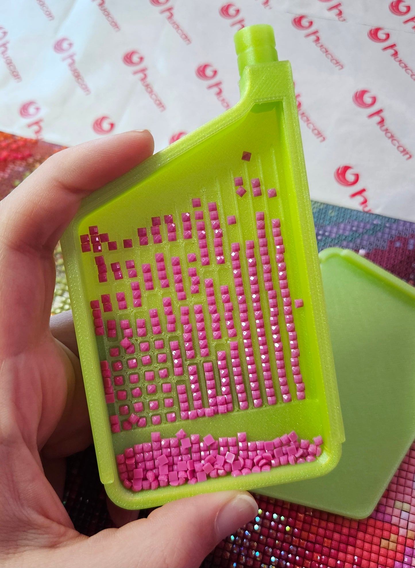 Stylish Multiplacer Diamond Art Tray with Washi Shelf, Numbered Sections + Normal Lines, 3D Printed 110x60mm Drill Organizer