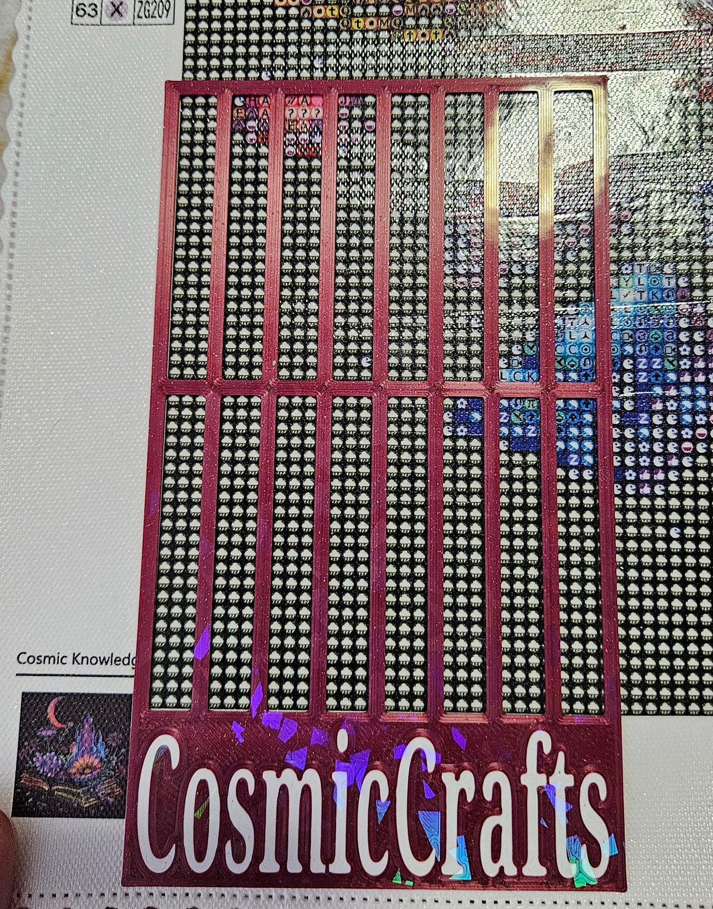 3D Printed Diamond Art Ruler, Compatible with Cosmic Craft & Forever Young Kits, 3-Row Spacing with Lift Tab