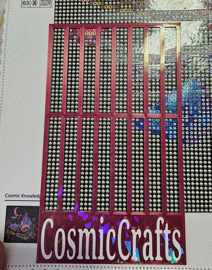 3D Printed Diamond Art Ruler, Compatible with Cosmic Craft & Forever Young Kits, 3-Row Spacing with Lift Tab Cosmic Crafts