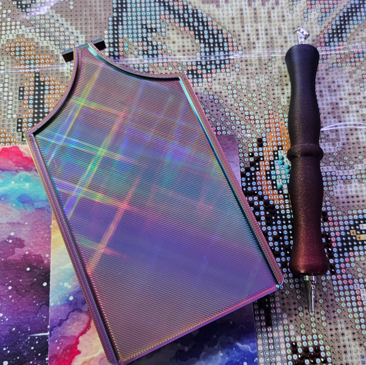 Long ECLIPSE WASHI Diamond Painting Tray with Lid, Spill Resistant Diamond Art Accessory Cosmic Crafts
