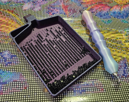 MINI-XXL Diamond Art Tray with Washi Feature & Stopper, Smaller Version of our XXL Tray,3D Printed Drill Tray with Trash Spot, Diamond Painting Tool Cosmic Crafts