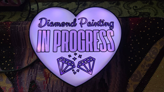 Diamond Painting In Progress Lightbox, Heart Shape LED Sign, 3D Printed Craft Room Decor, Custom Text Colors