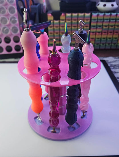 Spinning Carousel Diamond Painting Pen Holder with Sparkling Rhinestones, Holds 8 Pens, Diamont Art Tool Holder Cosmic Crafts