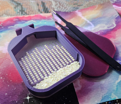 Multi-Color LUNA Washi Diamond Painting Tray with Snap Lid, Spout, Stopper Cosmic Crafts
