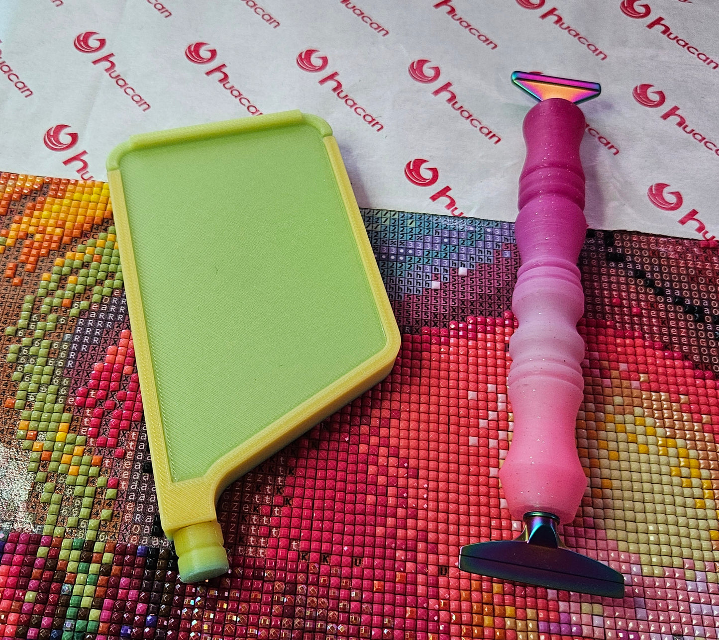 3D Printed Single Placer with Washi Diamond Art Tray, Stylish Diamond Painting Tool, Sliding Lid and Spout Stopper