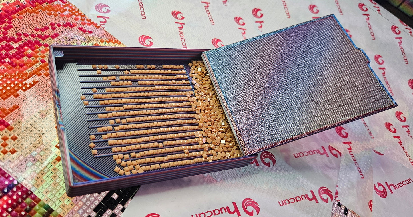 FLIP Diamond Art Tray with Flip Lid & Sloped Spout, 3D Printed Drill Tray, Unique Diamond Painting Tool