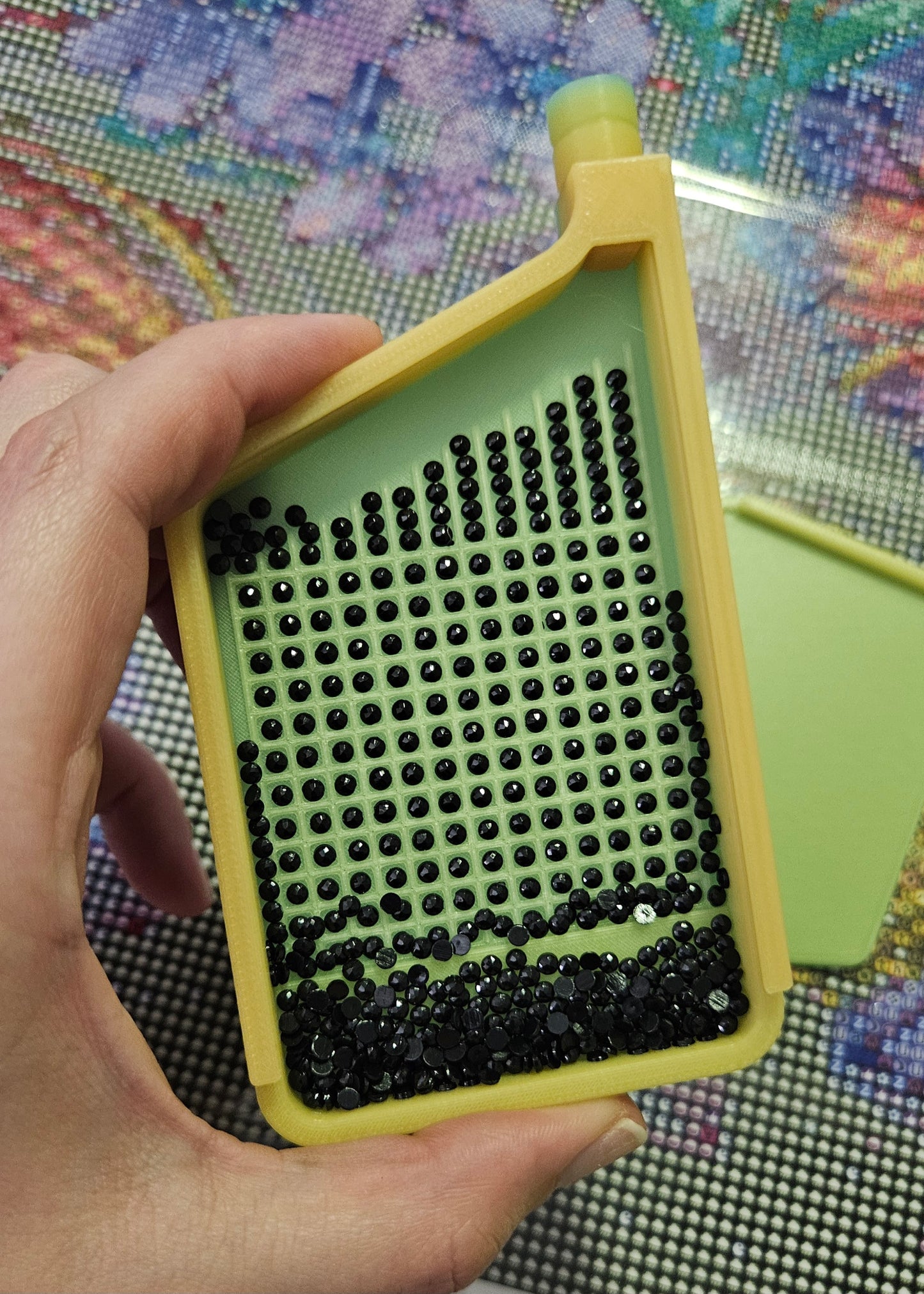 3D Printed Single Placer with Washi Diamond Art Tray, Stylish Diamond Painting Tool, Sliding Lid and Spout Stopper