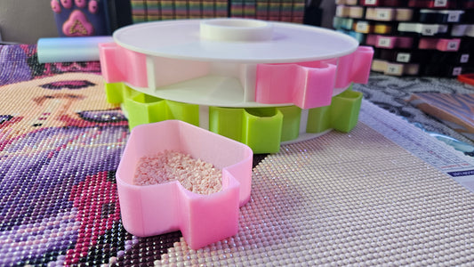 Thick Diamond Painting Carousel, Deep Tray Organizer for Drills & Beads, 3D Printed Spinning Storage Tower for Diamond Art