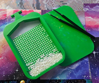 Multi-Color SOL Washi Single Placer Diamond Painting Tray, Large Rhinestone Art Tray with Snap-On Lid Cosmic Crafts