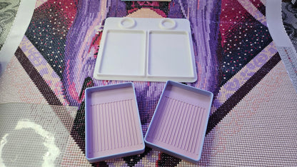 Dual Diamond Art Tray Confetti Station, 3D Printed Diamond Painting Organizer with Artdot Container Holder, Medium Drill Tray System Cosmic Crafts