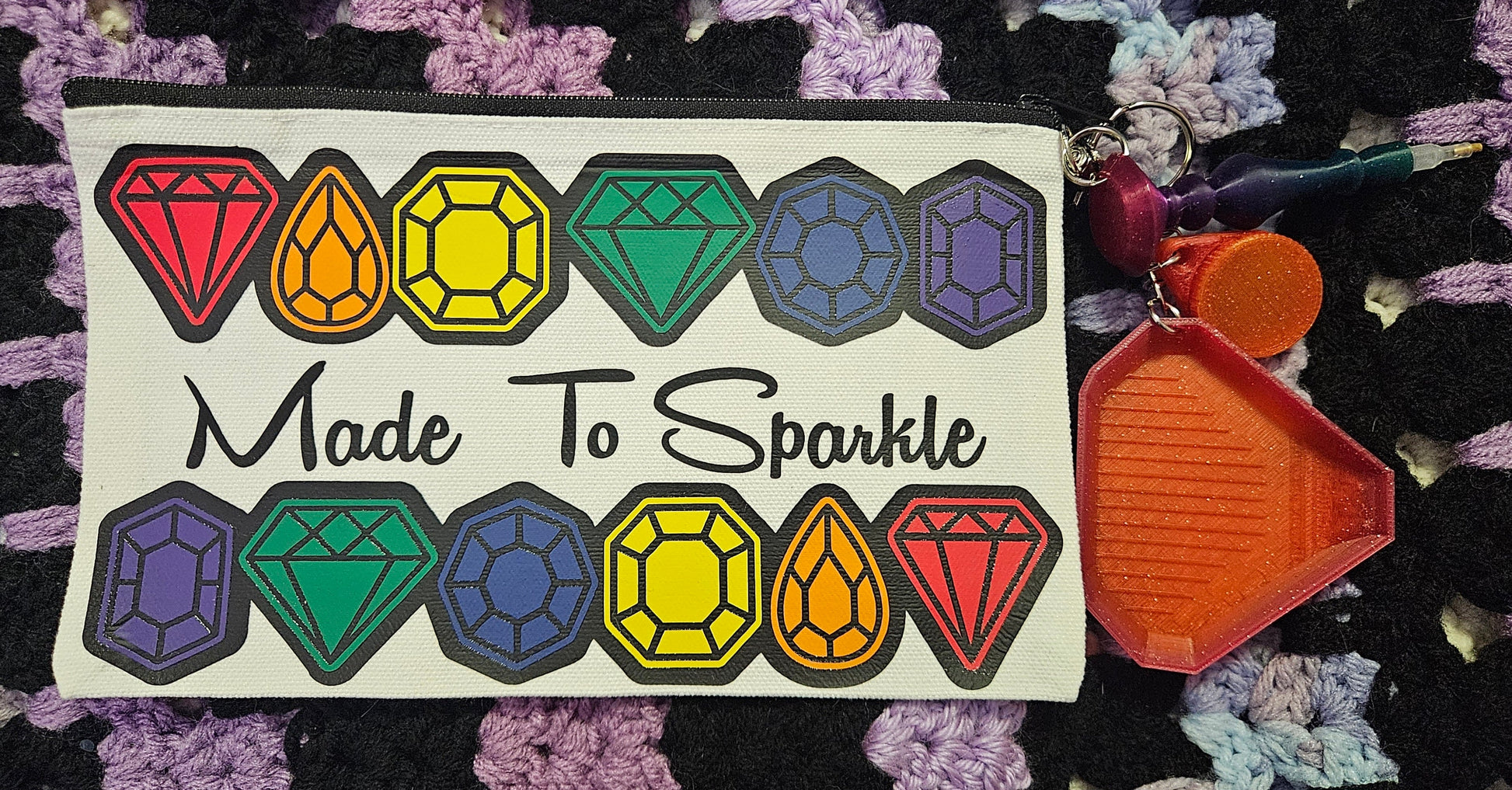 Diamond Painting Travel Bag & Diamond Art Keychain Kit, Cute To-Go Rhinestone Craft Bag & Toolkit Cosmic Crafts