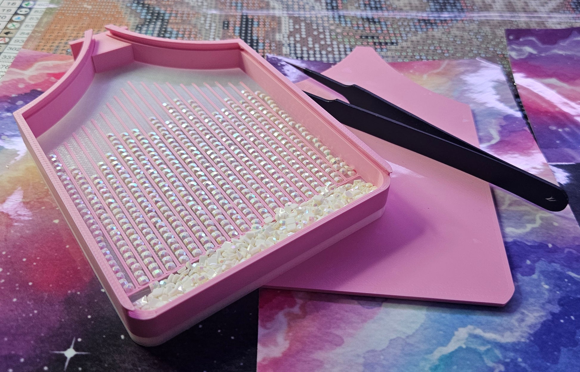 Multi-Color ECLIPSE Washi Diamond Painting Tray with Lid, Spill Resistant Diamond Art Accessory Cosmic Crafts