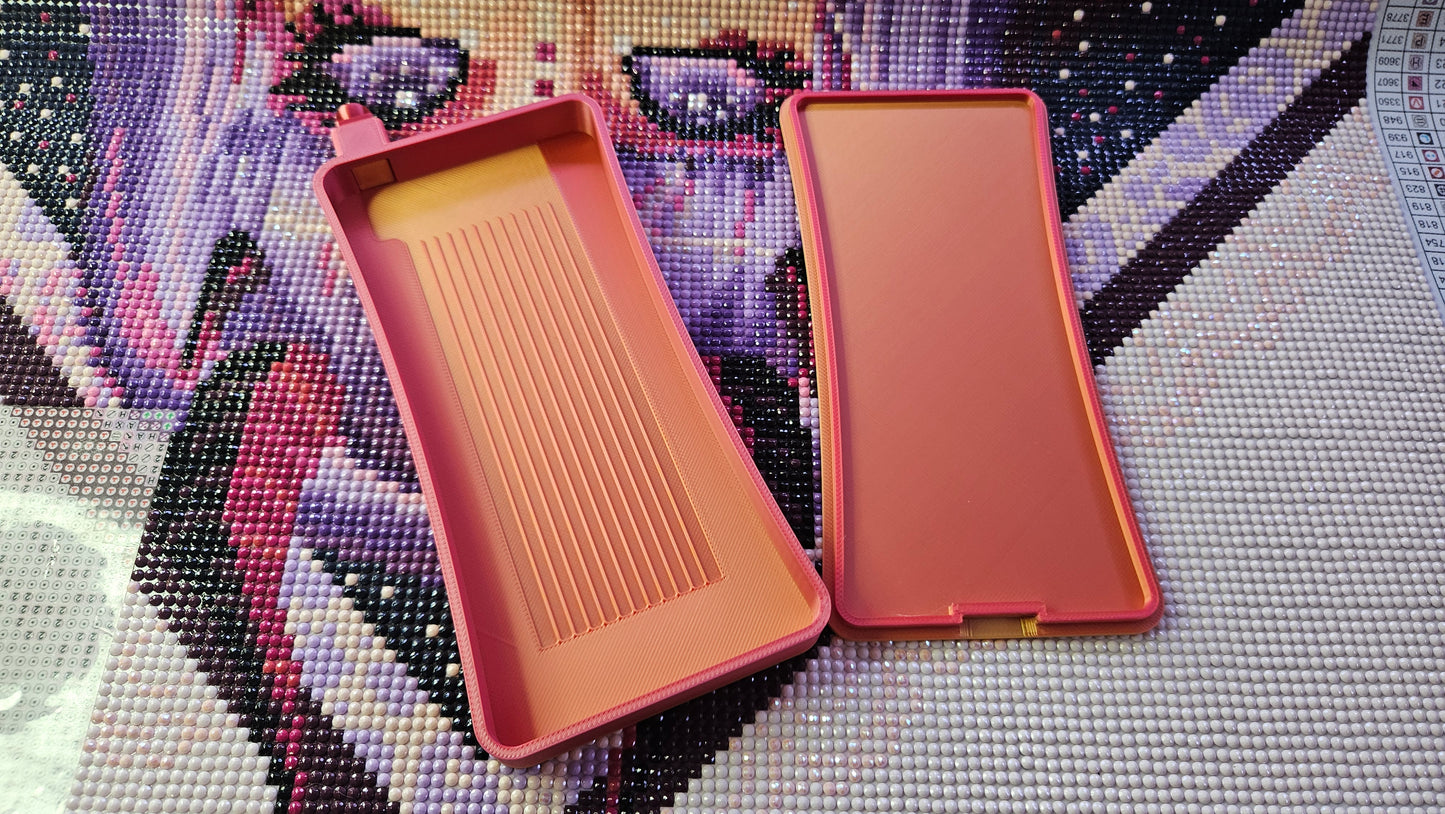 Extra Long Vertical Diamond Painting Tray with Snapping Lid & Stopper, Deep Groove Drill Organizer, Large Bead Sorting Tray for Diamond Art