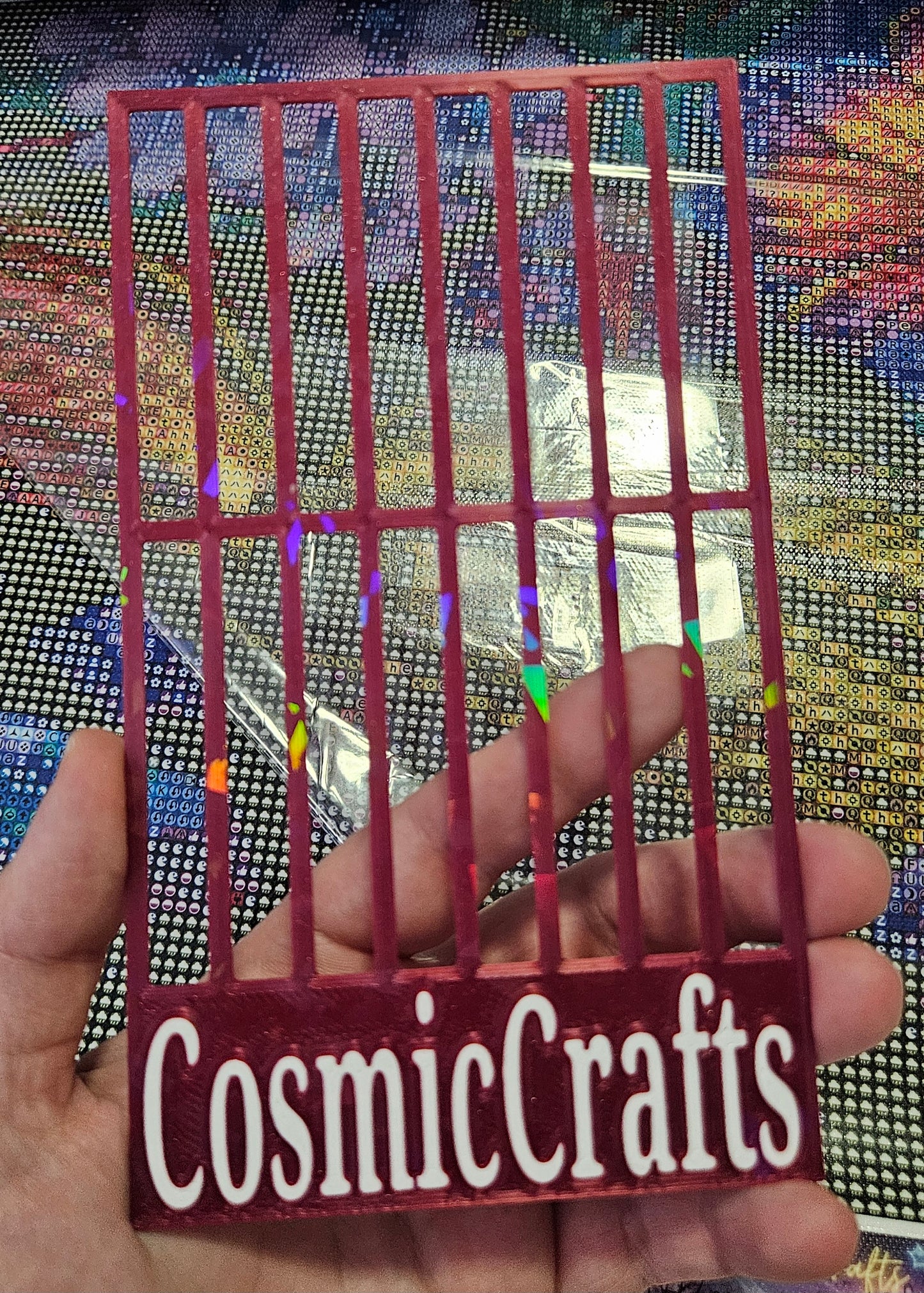 3D Printed Diamond Art Ruler, Compatible with Cosmic Craft & Forever Young Kits, 3-Row Spacing with Lift Tab