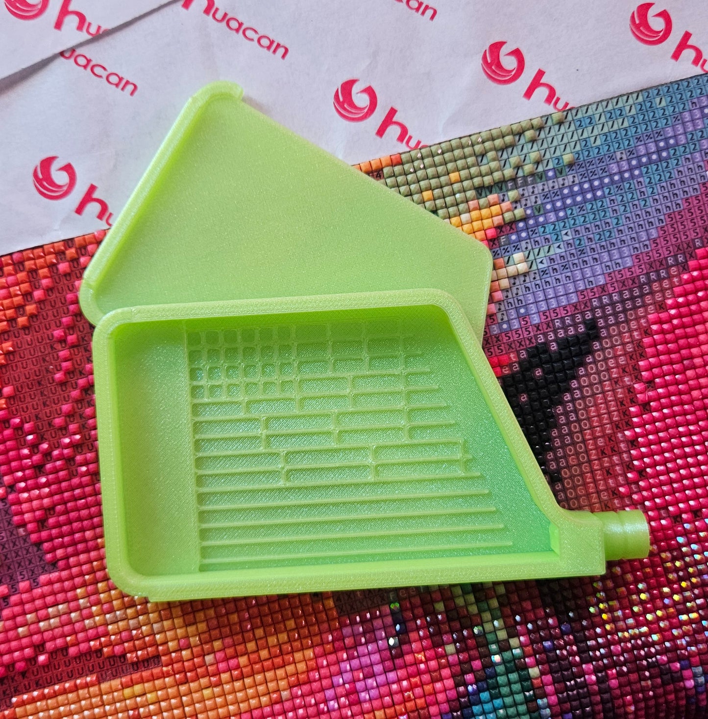 Stylish Multiplacer Diamond Art Tray with Washi Shelf, Numbered Sections + Normal Lines, 3D Printed 110x60mm Drill Organizer