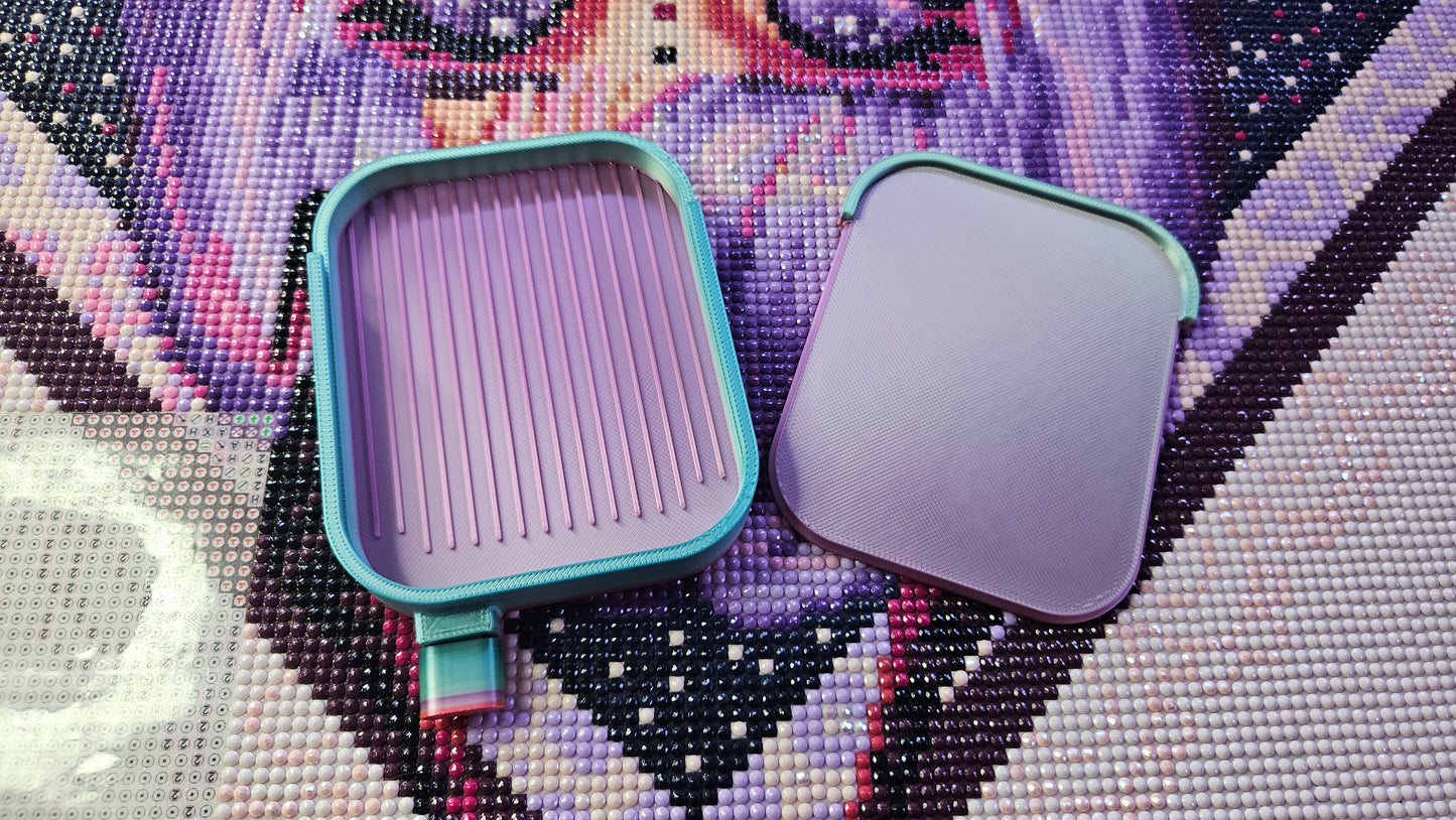 Pebble Diamond Art Tray, 3D Printed Rhinestone Painting Organizer with Lid and Stopper