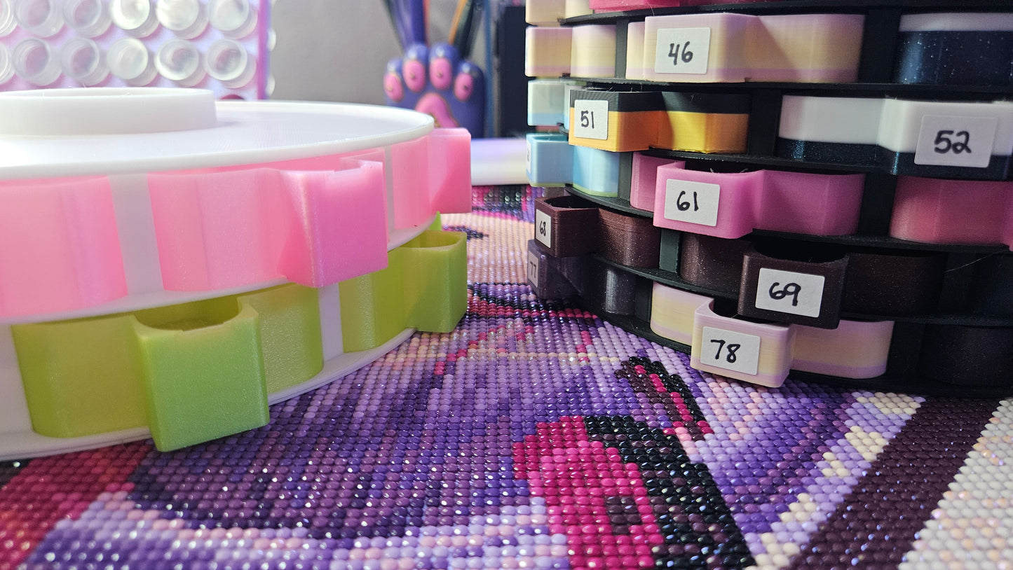 Thick Diamond Painting Carousel, Deep Tray Organizer for Drills & Beads, 3D Printed Spinning Storage Tower for Diamond Art