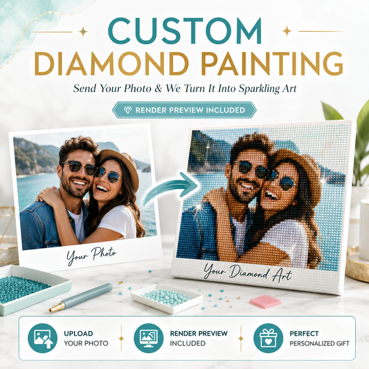 Custom Diamond Painting Kit from Photo, Personalized Full Drill Diamond Art, Round or Square Drills, DIY Photo Gift Cosmic Crafts