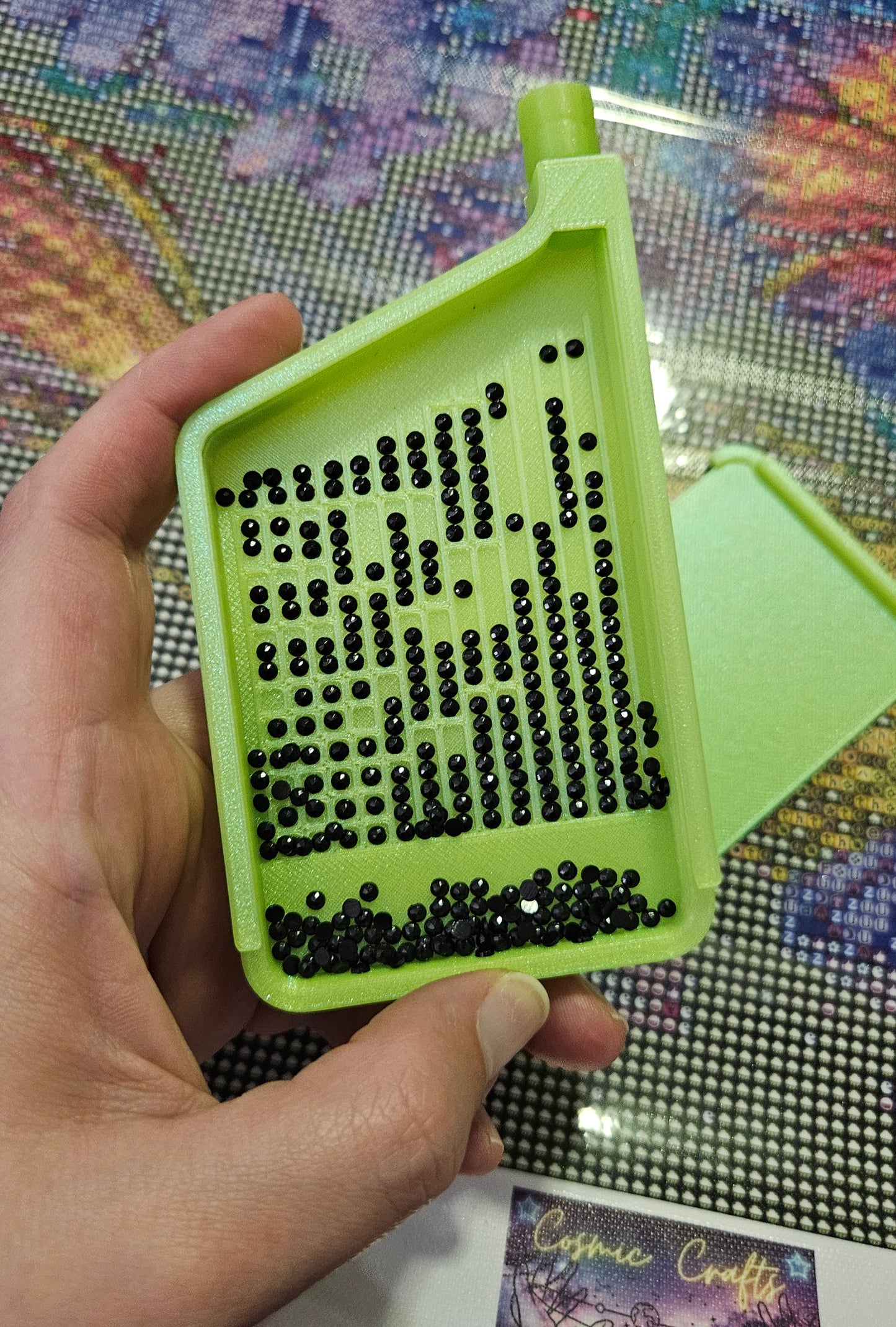 Stylish Multiplacer Diamond Art Tray with Washi Shelf, Numbered Sections + Normal Lines, 3D Printed 110x60mm Drill Organizer