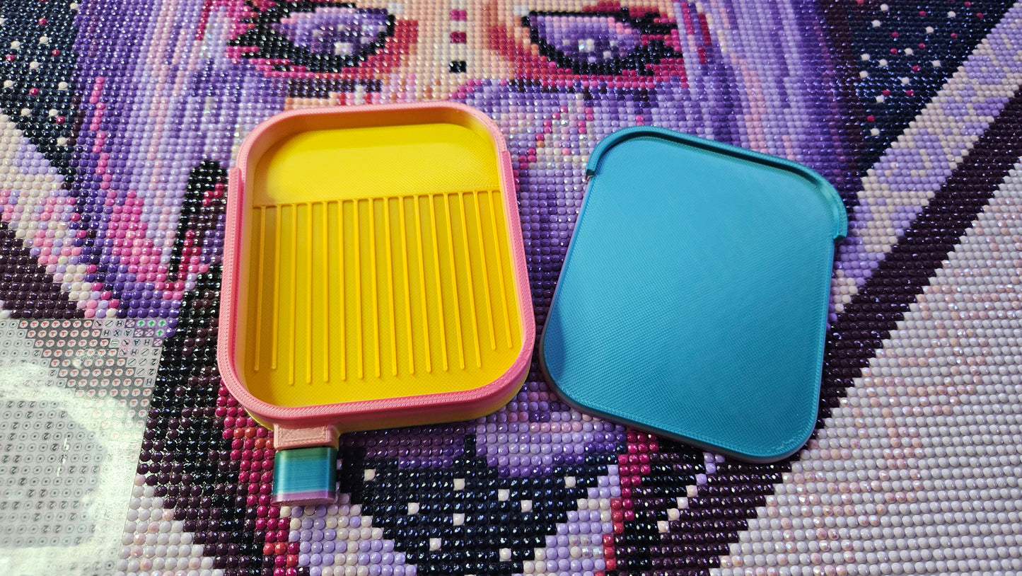 Pebble Washi Diamond Art Tray, 3D Printed Rhinestone Painting Organizer with Lid and Stopper