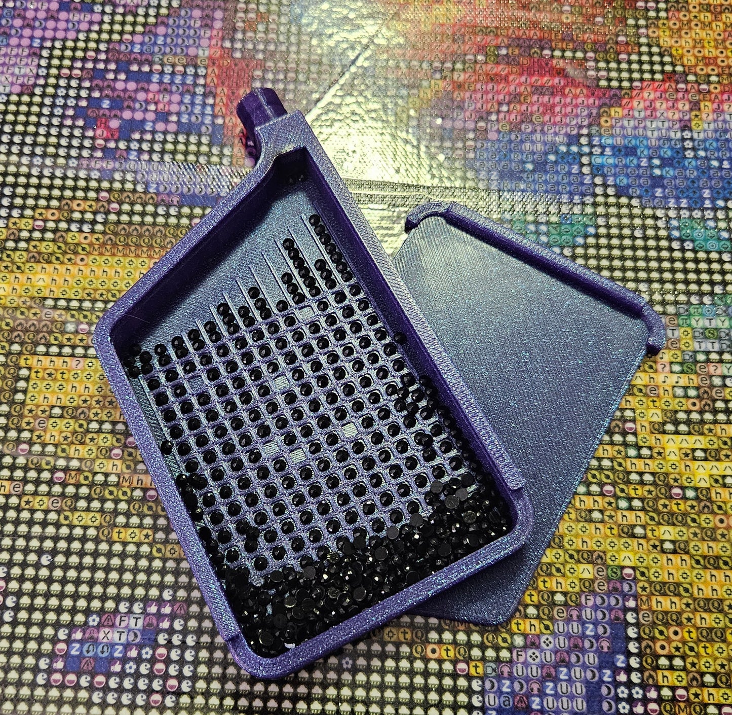 3D Printed Single Placer Diamond Art Tray, Stylish Diamond Painting Tool, Sliding Lid and Spout Stopper