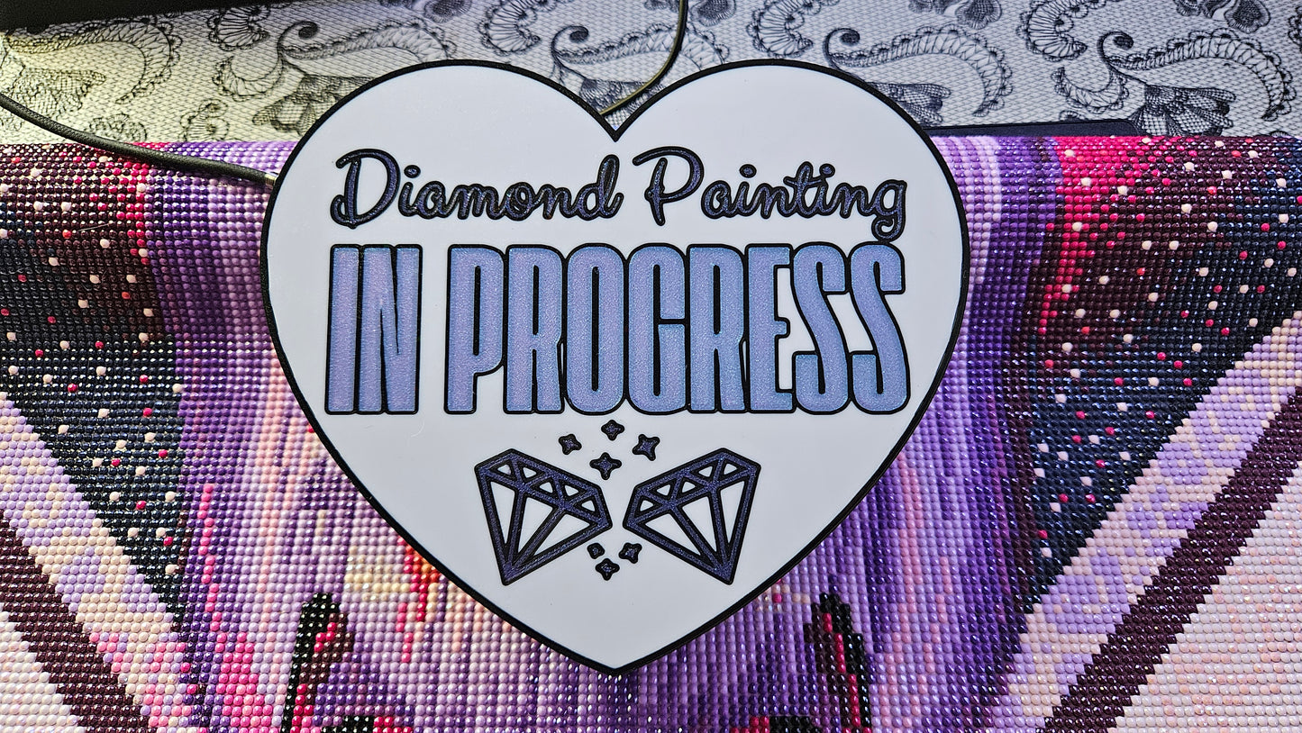 Diamond Painting In Progress Lightbox, Heart Shape LED Sign, 3D Printed Craft Room Decor, Custom Text Colors