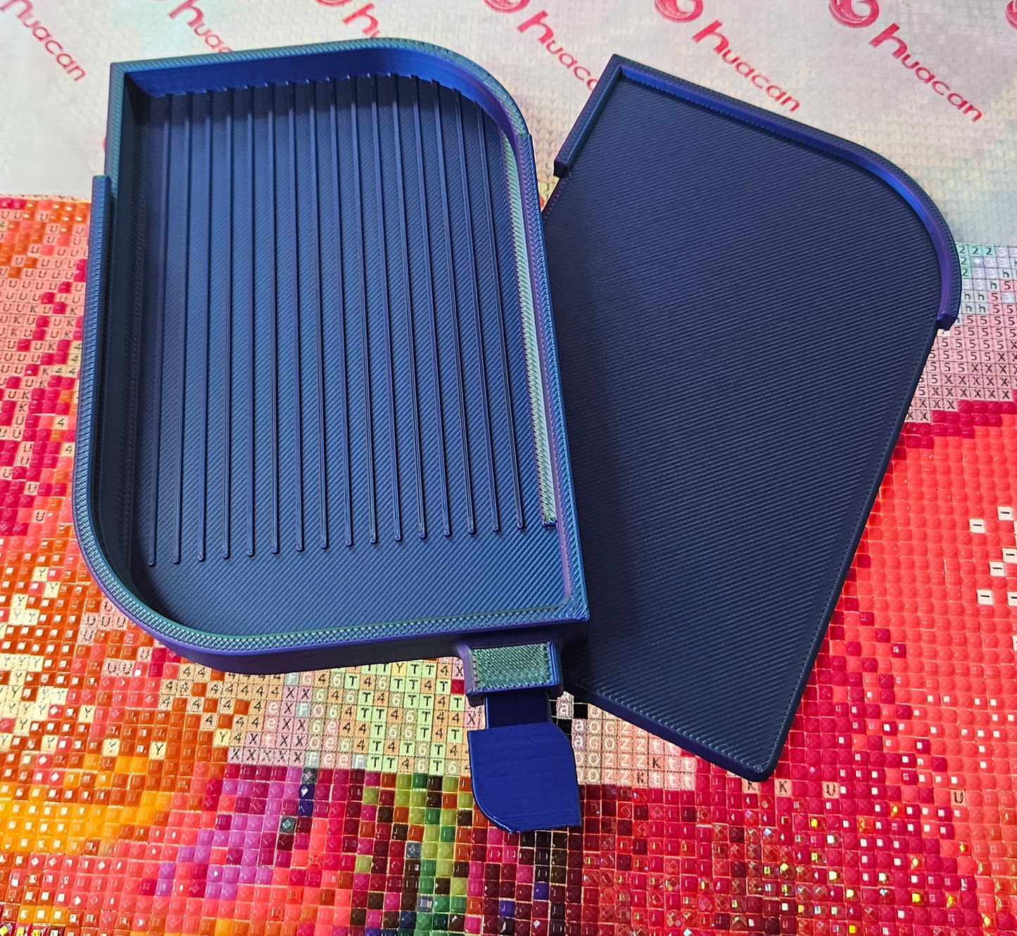 Leaf Diamond Art Tray with Sliding Lid & Stopper, 3D Printed Drill Organizer, Unique Diamond Painting Tool