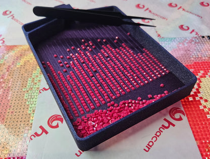 MINI-XXL Diamond Art Tray with Washi Feature & Stopper, Smaller Version of our XXL Tray,3D Printed Drill Tray with Trash Spot, Diamond Painting Tool Cosmic Crafts