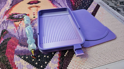V2 Extra Large Diamond Art Tray Washi Feature, 3D Printed Drill Tray, with Sliding Lid and Stopper, Diamond Painting Accessory Cosmic Crafts