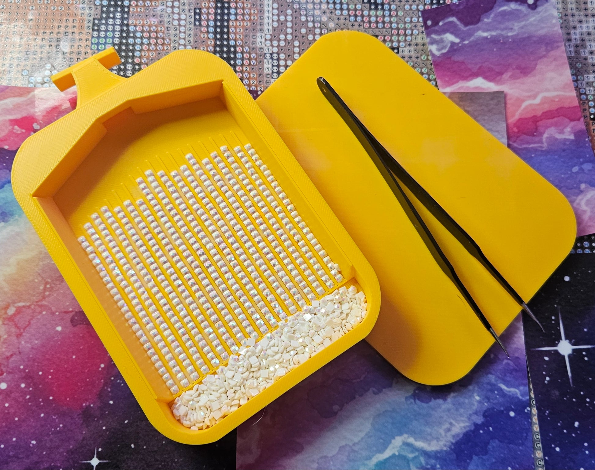 SOL Washi Deluxe Diamond Painting Tray, Large Rhinestone Art Tray with Snap-On Lid Cosmic Crafts