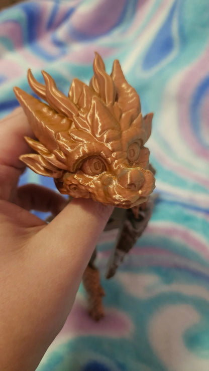3D Printed Baby Dragon, Fully Articulated Desk Decor for Adults, Dragon Lover Gift, Fantasy Themed Fidget Toy, Cute Dragon Novelty, Mythical Cosmic Crafts