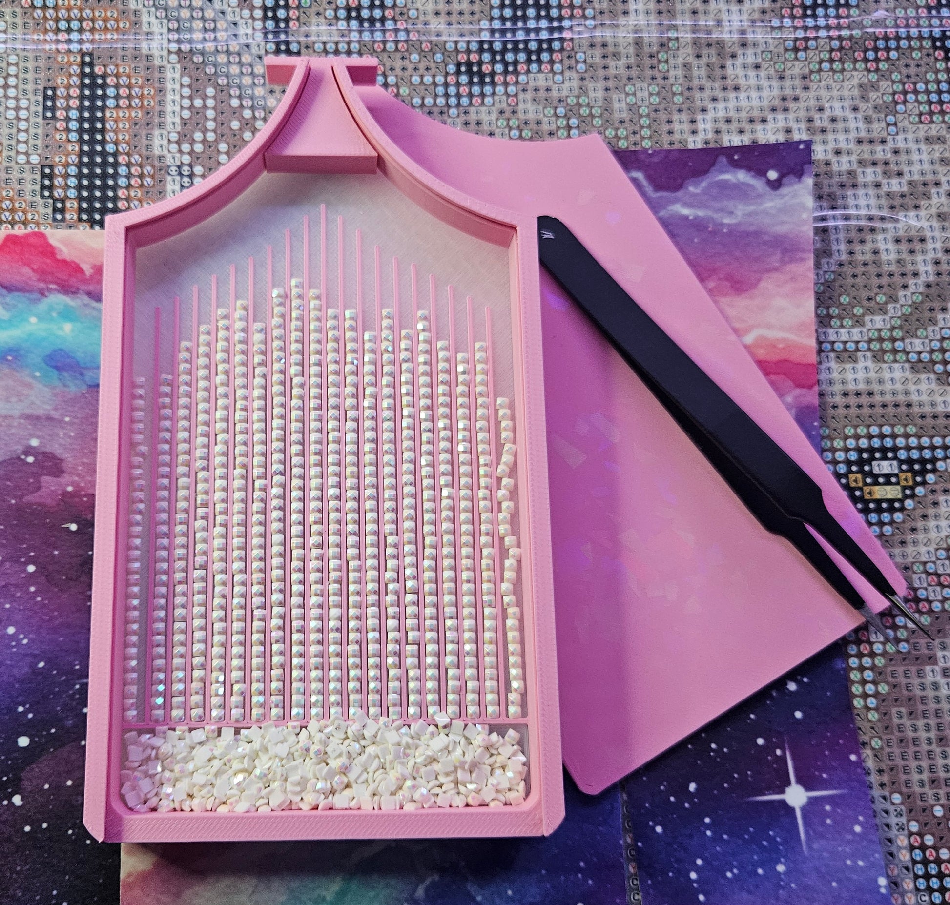Multi-Color Long ECLIPSE WASHI Diamond Painting Tray with Lid, Spill Resistant Diamond Art Accessory (Copy) Cosmic Crafts