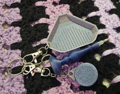 Diamond Painting Keychain Kit, Mini Pen Wax Tray Travel Bundle, Diamond Art Accessories, Small Rhinestone Tools Cosmic Crafts