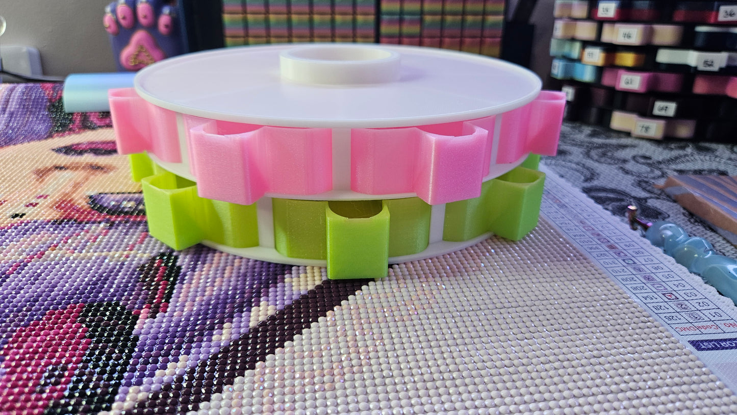 Thick Diamond Painting Carousel, Deep Tray Organizer for Drills & Beads, 3D Printed Spinning Storage Tower for Diamond Art