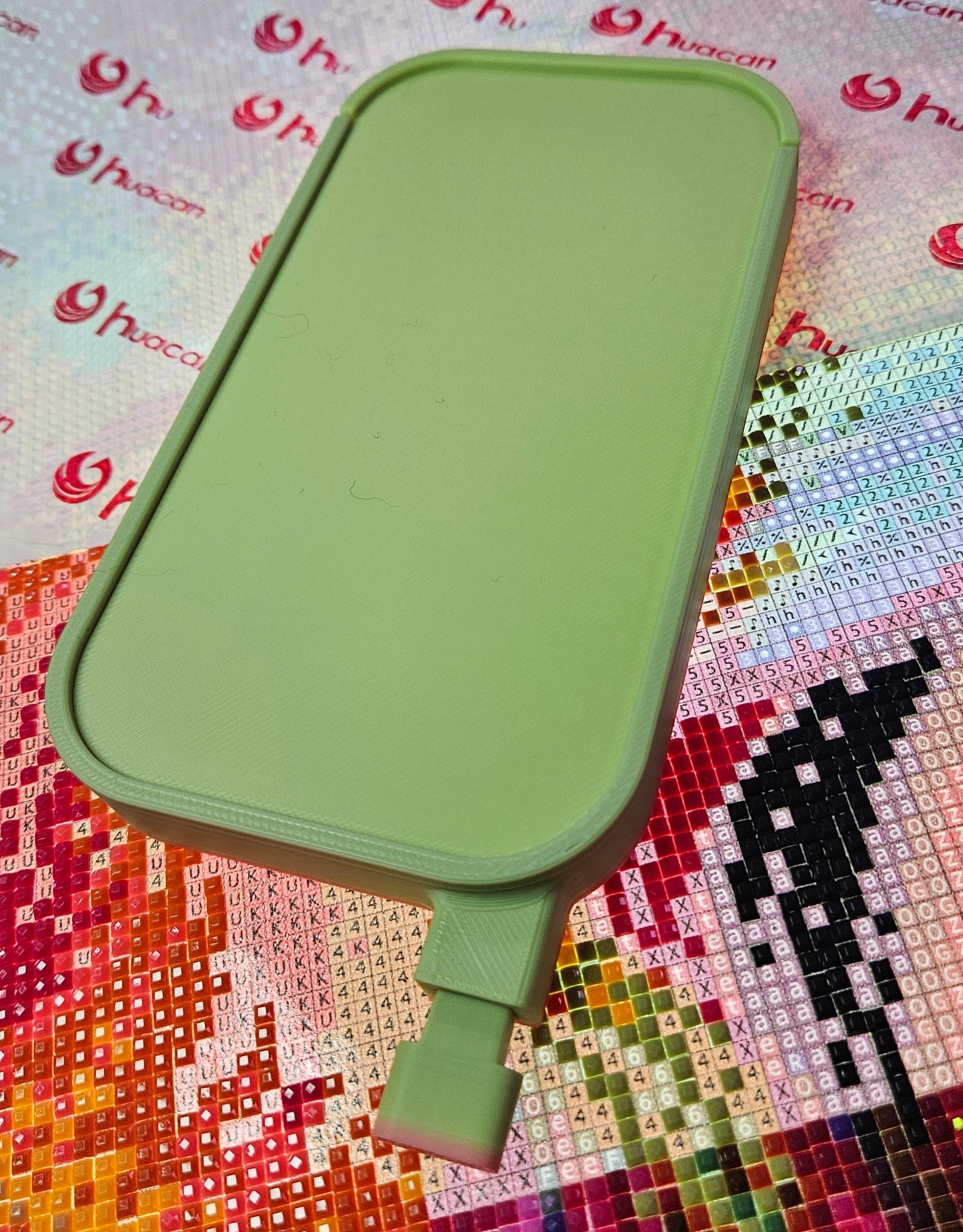 Long Landscape Diamond Art Tray with Sliding Lid & Washi Shelf, Extra Capacity Drill Tray, 3D Printed Rhinestone Accessory