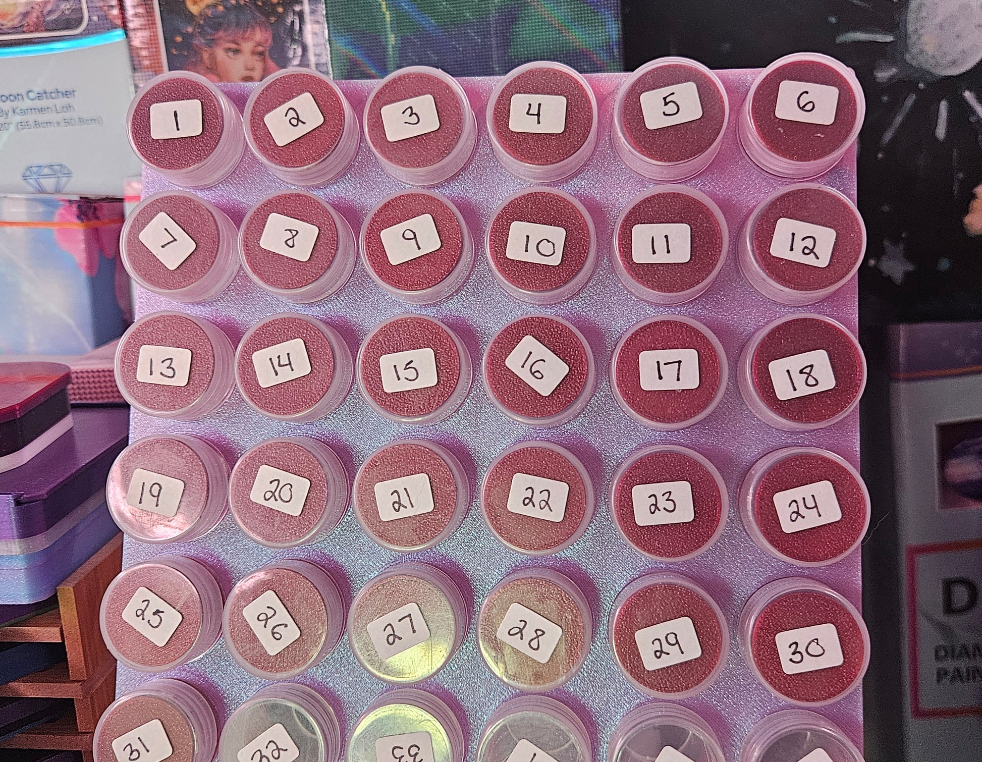 LIDLINS Round ArtDot Container Lid Tray Inserts, Mini Diamond Painting Drill Tray, Lined Round Insert Cosmic Crafts