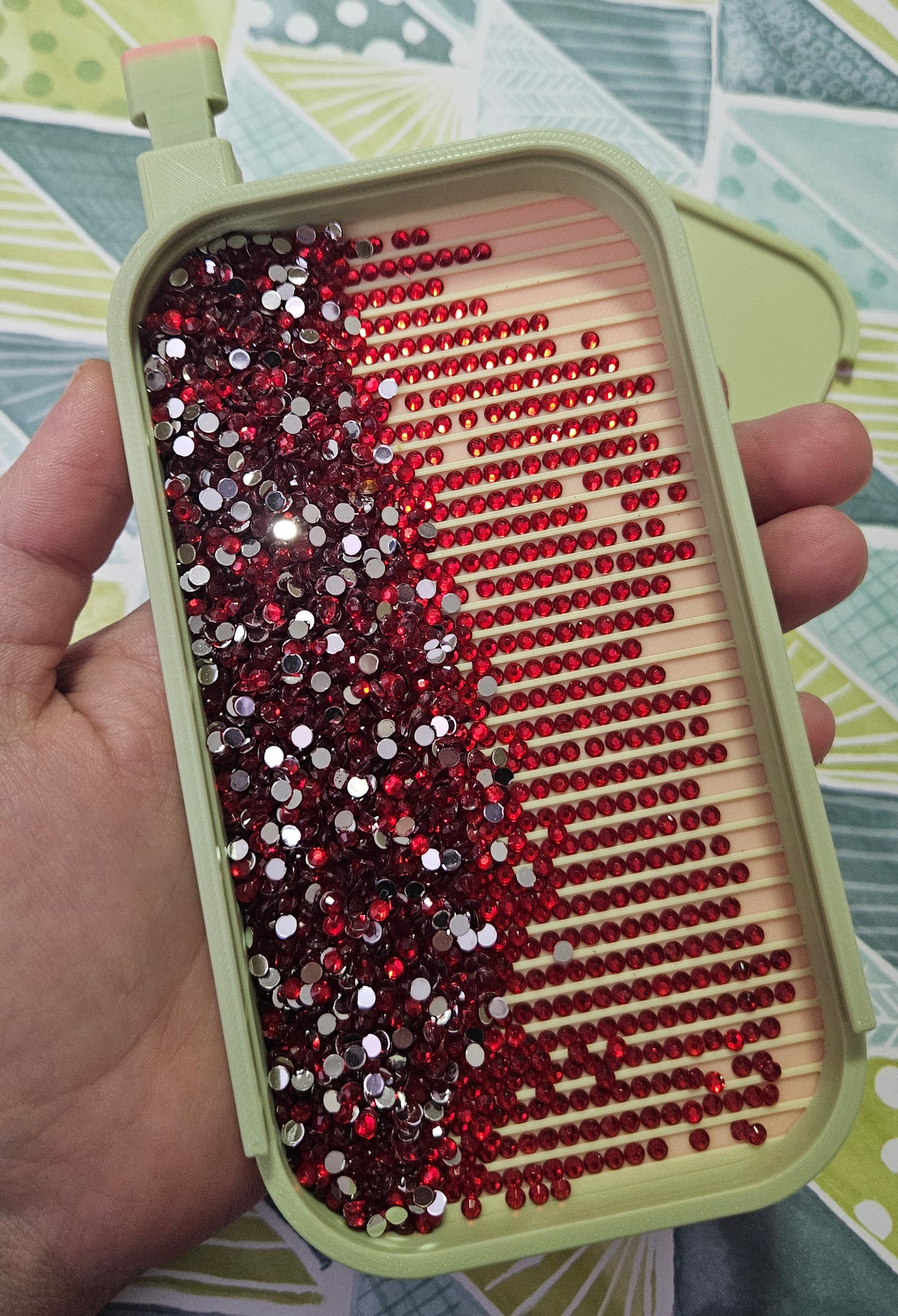 Long Landscape Diamond Art Tray with Sliding Lid & Washi Shelf, Extra Capacity Drill Tray, 3D Printed Rhinestone Accessory