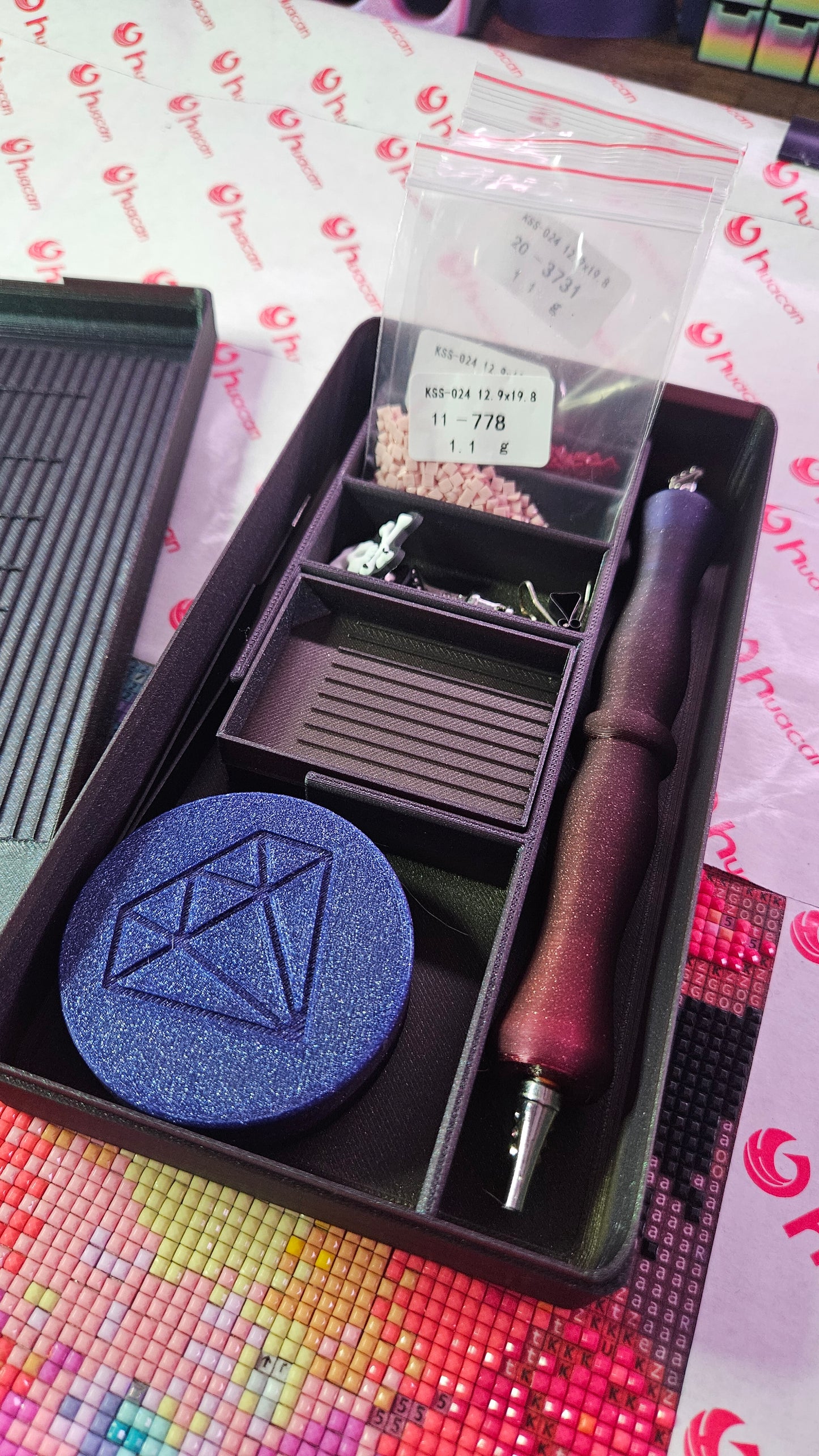 Diamond Painting Travel Box, Rhinestone Art Tool Organizer with Tray Lid, 3D Printed Craft Case