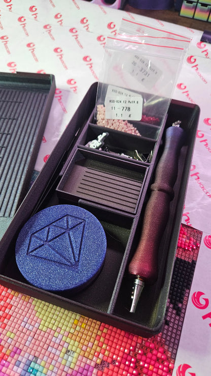 Diamond Painting Travel Box, Rhinestone Art Tool Organizer with Tray Lid, 3D Printed Craft Case Cosmic Crafts