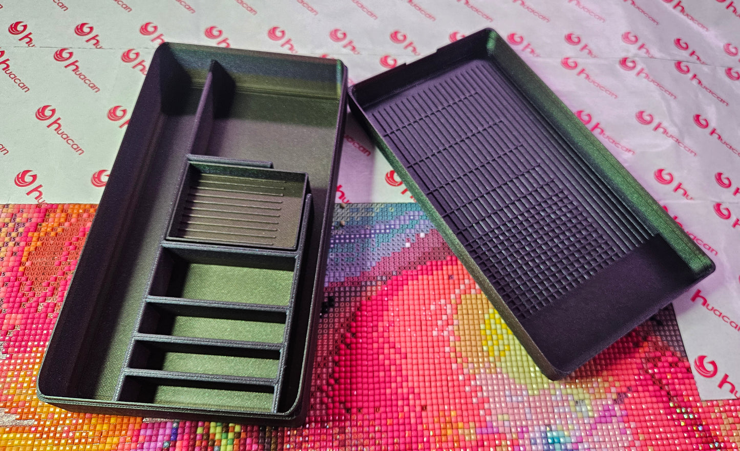 Diamond Painting Travel Box, Rhinestone Art Tool Organizer with Tray Lid, 3D Printed Craft Case