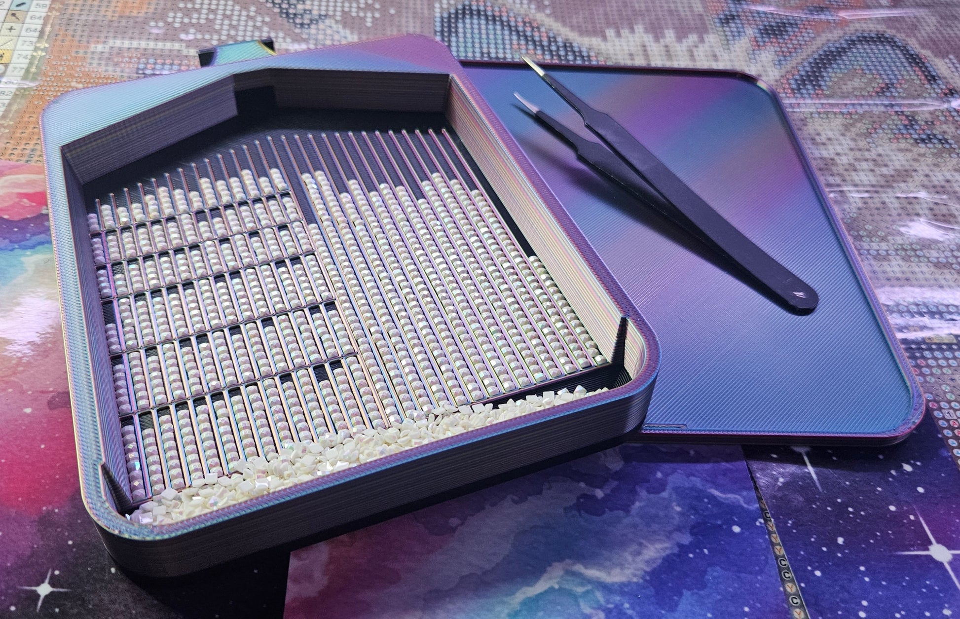 Multi-Color Universe Multiplacer Washi SNAP, XXL Diamond Painting Tray with Snap-On Lid Cosmic Crafts
