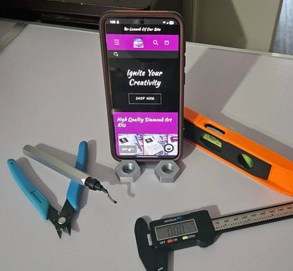 Gearhead Phone Holder – Crossed Wrench Design with Nuts, Novelty Mechanic Gift, 3D Printed Made To Order Cosmic Crafts