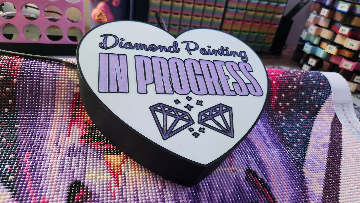 Diamond Painting In Progress Lightbox, Heart Shape LED Sign, 3D Printed Craft Room Decor, Custom Text Colors