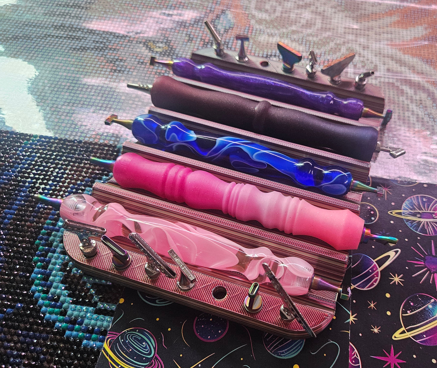 Diamond Painting Pen Holder, 5 Pen & 14 Tip Organizer, Diamond Art Tool Storage Cosmic Crafts