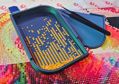 Leaf Diamond Art Tray with Sliding Lid & Stopper, 3D Printed Drill Organizer, Unique Diamond Painting Tool Cosmic Crafts