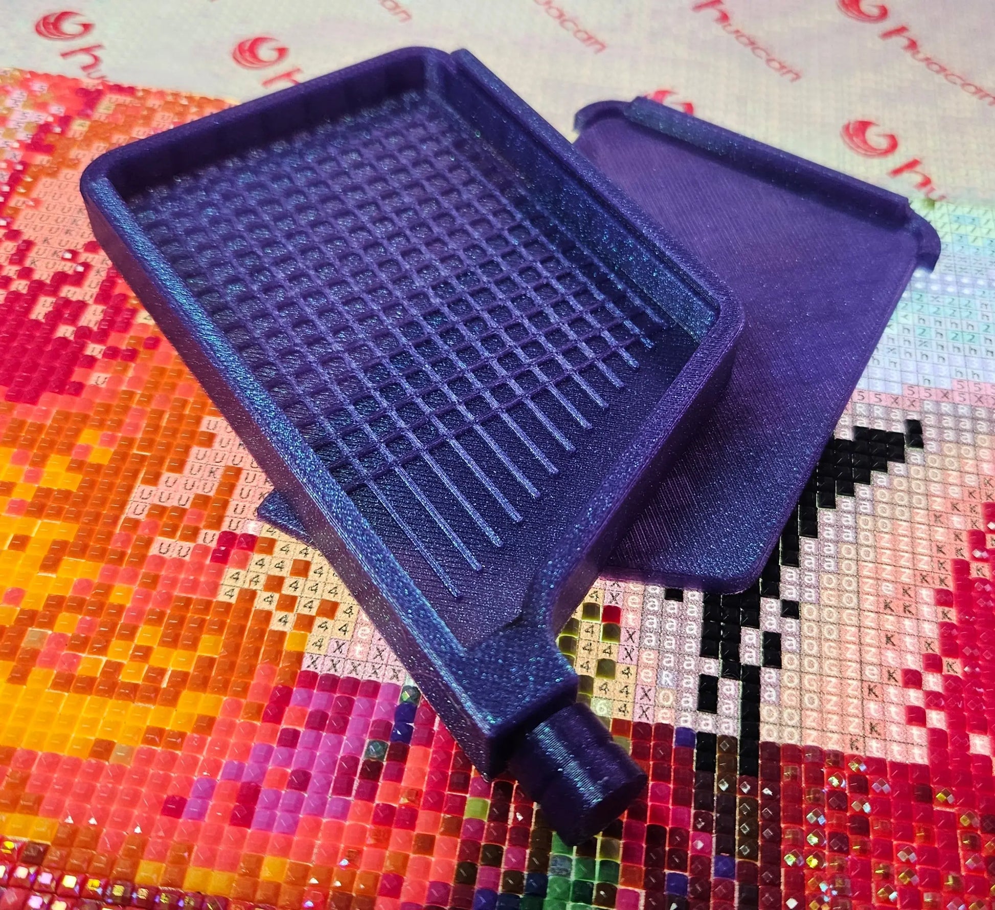 3D Printed Single Placer Diamond Art Tray, Stylish Diamond Painting Tool, Sliding Lid and Spout Stopper Cosmic Crafts