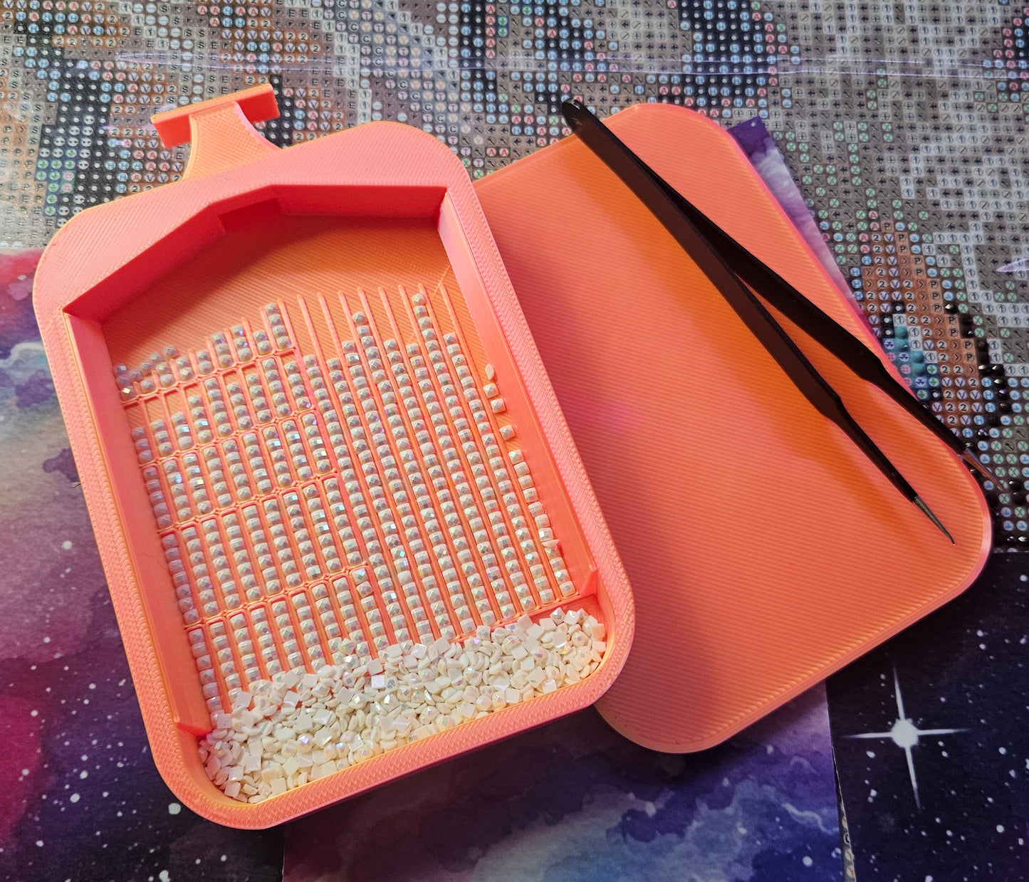 SOL Washi Multiplacer Diamond Painting Tray, Large Rhinestone Art Tray with Snap-On Lid Cosmic Crafts